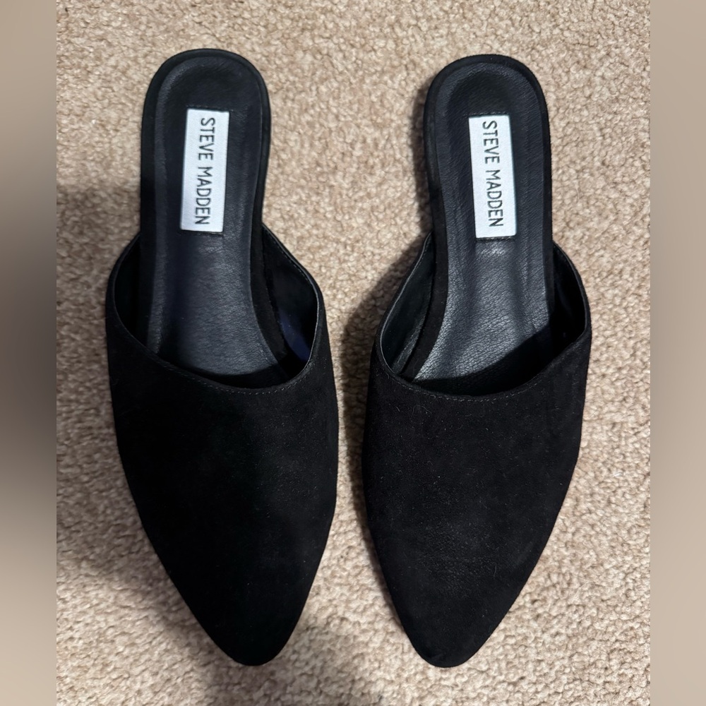 Steve Madden Black Mules